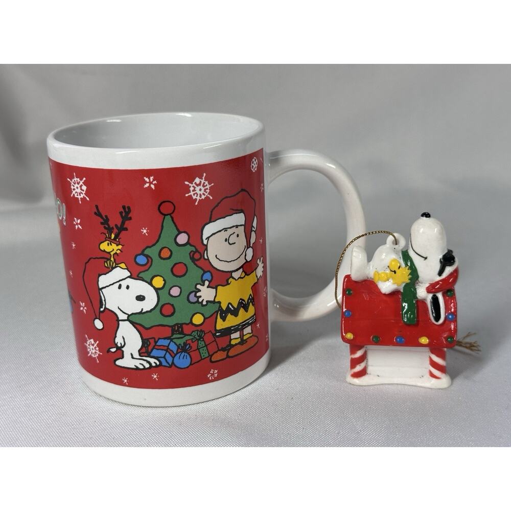 Peanuts Charlie Brown Snoopy & Woodstock 12oz Mug and Snoopy Christmas Ornament